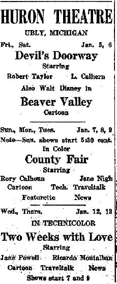 Huron Theatre - Old Ad From James Thompson (newer photo)